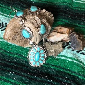 Turquoise Concho Inspired Necklace